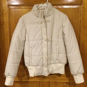 No Boundaries cream puffer coat